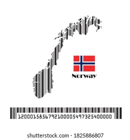 Norway map flag made bar code, vector illustration.