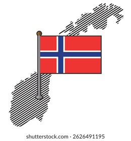 Norway map with flag. Vector illustration