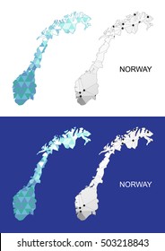 Norway map in geometric polygonal style. Abstract gems triangle.