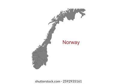 Norway map. Map of Norway in grey color