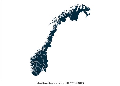 norway map High Detailed on white background.