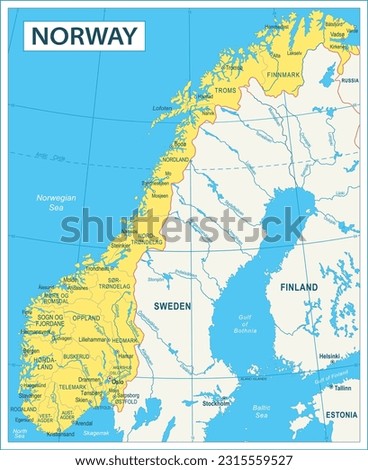 Norway Map - highly detailed vector illustration