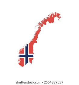 Norway map icon. Norway flag. Vector illustration