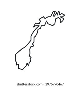Norway map icon isolated on white background. Norway outline map. Simple line icon. Vector illustration