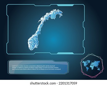 Noruega Mapa tecnología de infografía azul Color del fondo de la colección de elementos