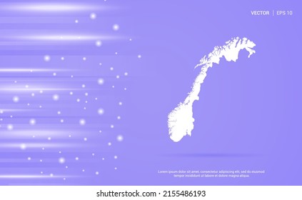 Mapa noruego aislado en el fondo morado. Ilustración vectorial.