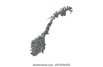 Norway map isolated on white background. for website layouts, background, education, precise, customizable, Travel worldwide, map silhouette backdrop, earth geography, political, reports.