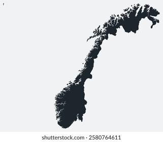 Norway map. Just a simple border map. Shape of the country. Flat blank Norway outline. Vector boundary illustration.