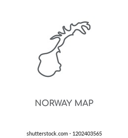 Norway map linear icon. Norway map concept stroke symbol design. Thin graphic elements vector illustration, outline pattern on a white background, eps 10.