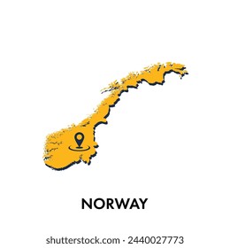 Norway map with location PIN isolated on white background, Concept of explore, and travel vector illustration design