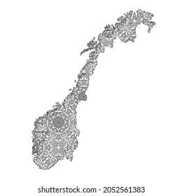 Norway map with mandala Design. Vector Illustration