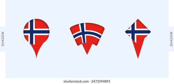 Norway Map Markers Set. Perfect for projects related to Norway, travel, geography, and international representation. Vector collection.