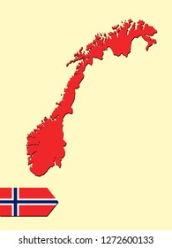 Norway map with national flag 