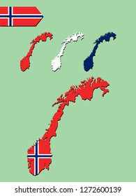 Norway map with national flag 