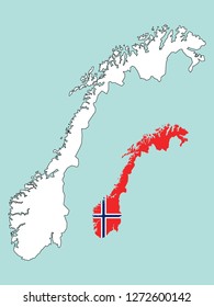 Norway map with national flag 