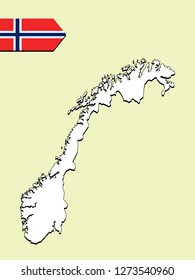 Norway map with national flag 