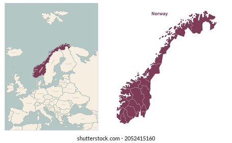 Norway map. map of Norway and neighboring countries. European countries border map.