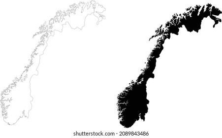 Norway Map on white background. Outline Map of Norway sign. flat style.