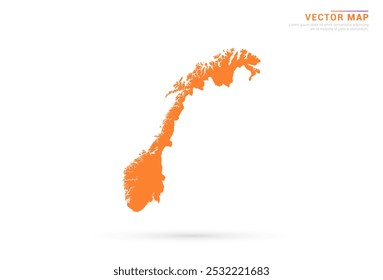 Mapa da Noruega - estilo abstrato laranja isolado no vetor de fundo branco.