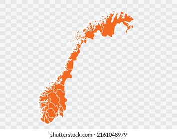 Norway Map orange Color on White Backgound  illustration eps 10