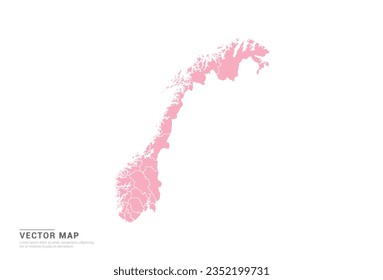 Norway Map - Pink abstract style isolated on white background for infographic, design vector.
