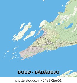 Bodø - Bådådjo, Norwegen Karte Poster Kunst