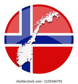 Norway Map Silhouette Flag Button Round Vector Art Design Patriotic Symbol