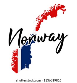 Norway Map Silhouette Flag Button Vector Art Design Patriotic Symbol