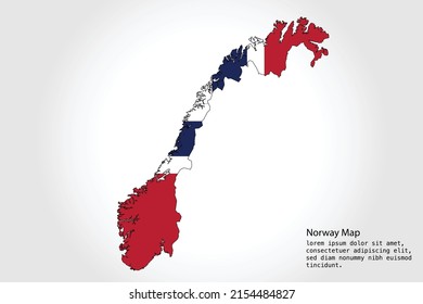 Norway Map stripes. Vector illustration Color on White Backgound