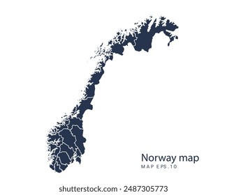 Norway map vector, Abstract design vector illustration Eps 10. Navy color.High Detailed on white background.
