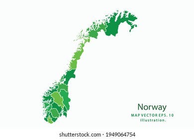 Mapa de Noruega. Vector eps10. color verde. con un fondo blanco.