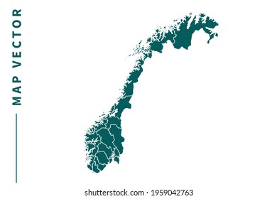 Norway map vector. green color on white background.