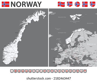 Norway Map - Vector Infographic Set. Vector illustration