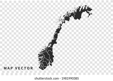 Norway map vector, isolated on transparent background