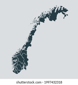 Norway map vector, isolated on gray background