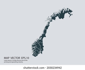 Norway map vector, isolated on gray background