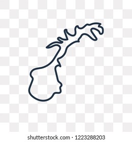Norway map vector outline icon isolated on transparent background, high quality linear Norway map transparency concept can be used web and mobile