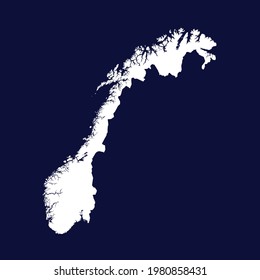 Norwegische Karte, Vektor. weiße Farbe auf blauem Hintergrund.