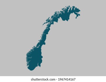 Norway map vector,Not isolated ocean blue color on gray background