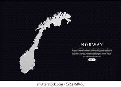 Mapa de Noruega - Mapa Mundial Modelo vectorial internacional con color blanco aislado en el fondo del hexágono - Ilustración vectorial eps 10