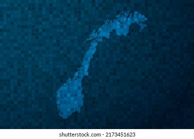 Norway Map - World Map international vector template with technology style isolated on blue pixel background for education, design, website, infographic - Vector illustration eps 10