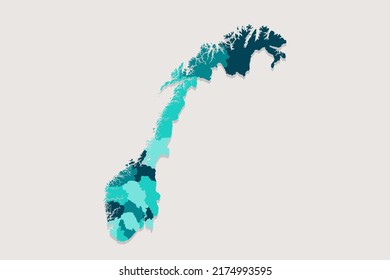 Norway Map - World Map International vector template with High detailed including blue and green outline color isolated on white background - Vector illustration eps 10