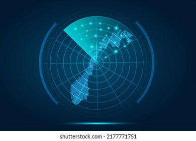 Norway Map - World Map International vector template with futuristic circle radar style HUD, GUI, UI interface isolated on blue background for design, infographic - Vector illustration eps 10