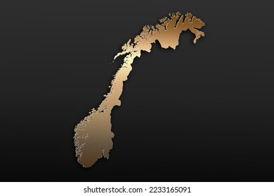 Mapa de Noruega - Mapa mundial Planilla vectorial internacional con 3D, estilo de lujo dorado incluyendo sombra sobre el fondo negro para diseño, educación, sitio web, infografía - Ilustración vectorial eps 10