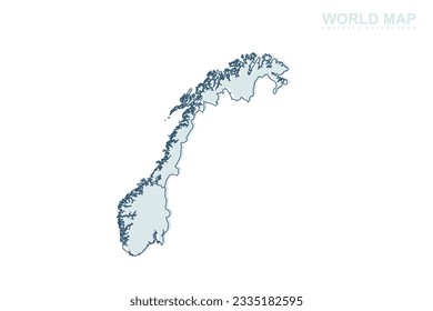 Norway Map - World map International vector template with blue stork line and blue geometric shapes isolated on white background for design, infographic, website - Vector illustration eps 10