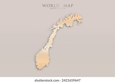 Norway Map - World map International vector template with 3D, gold luxury design including shadow on bright background for design, education, website, infographic - Vector illustration eps 10