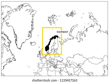 Norway map yellow frame geography national 