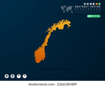 Norway map of Yellow and orange gradient on dark background vector.
