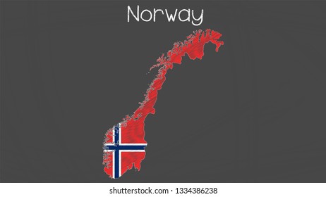 Norway map-flag chalkboard style vector illustration. 