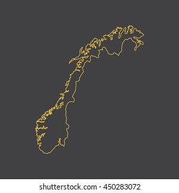 Norway map,outline,stroke,line style